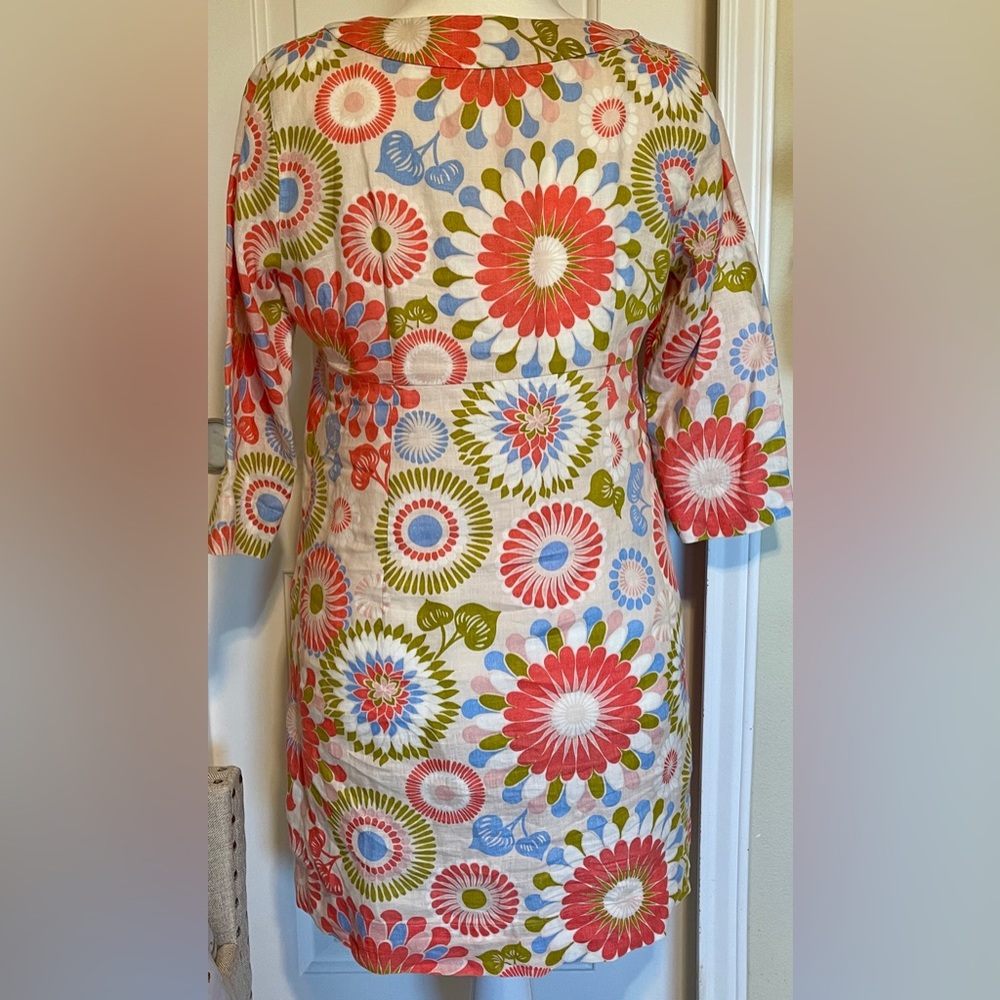 Boden Floral Cotton Linen Blend Midi Dress Kaftan Boho Summer Casual Size 10P - Picture 3 of 9